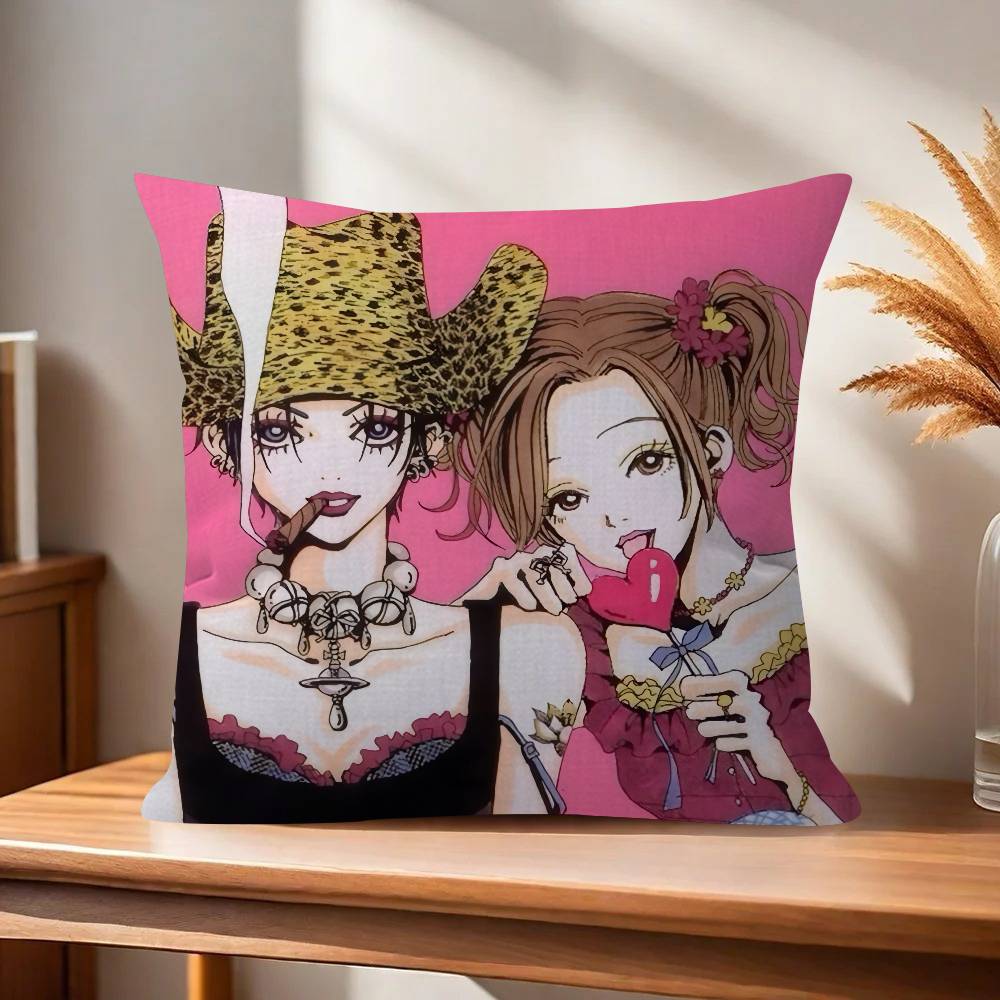 Classic Anime NANA Girl Pillow Covers Cartoon Sofa Decorative Home Doublesided Printing Short Plush Cute Cushion Cover