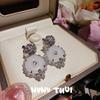 Jewelry, Handmade Wheat Ear Water Drop Gem Earrings, Banquet Haute Couture Glazed Flower Ball Snowflake Zircon Brooch Set