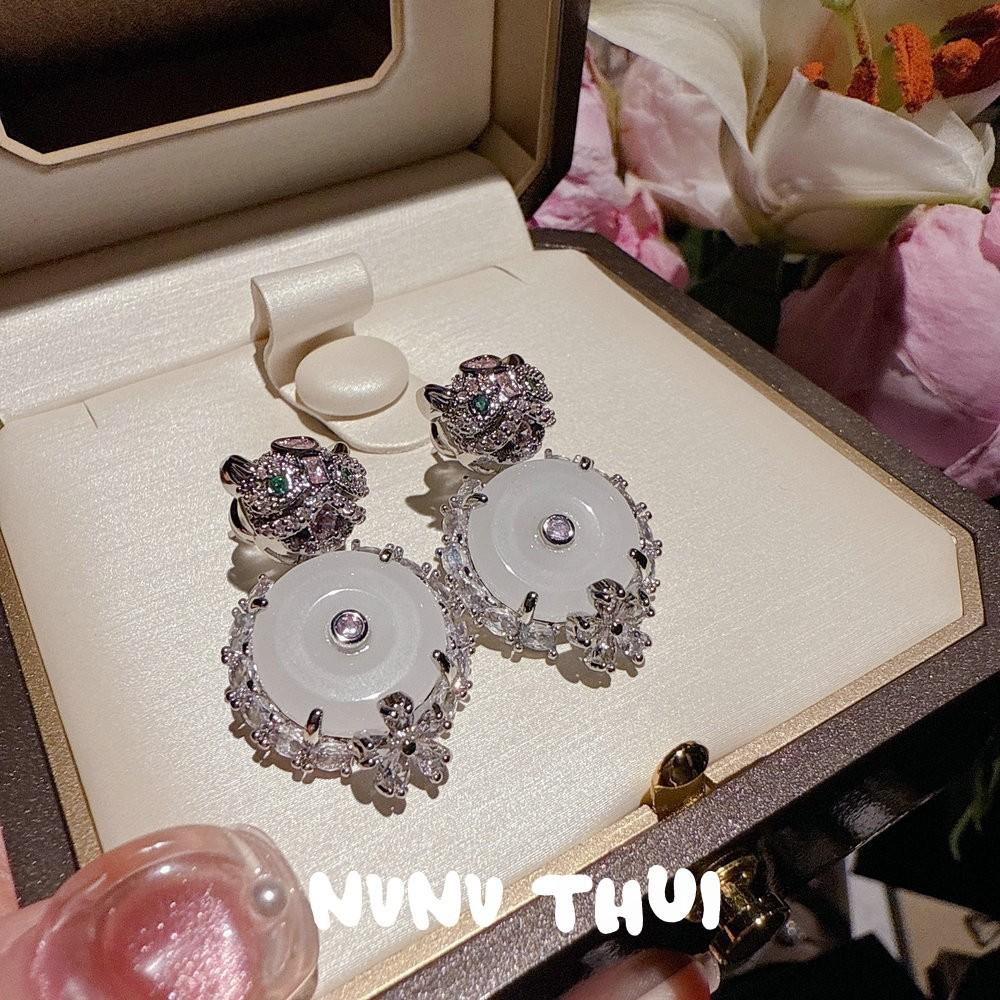 Jewelry, Handmade Wheat Ear Water Drop Gem Earrings, Banquet Haute Couture Glazed Flower Ball Snowflake Zircon Brooch Set