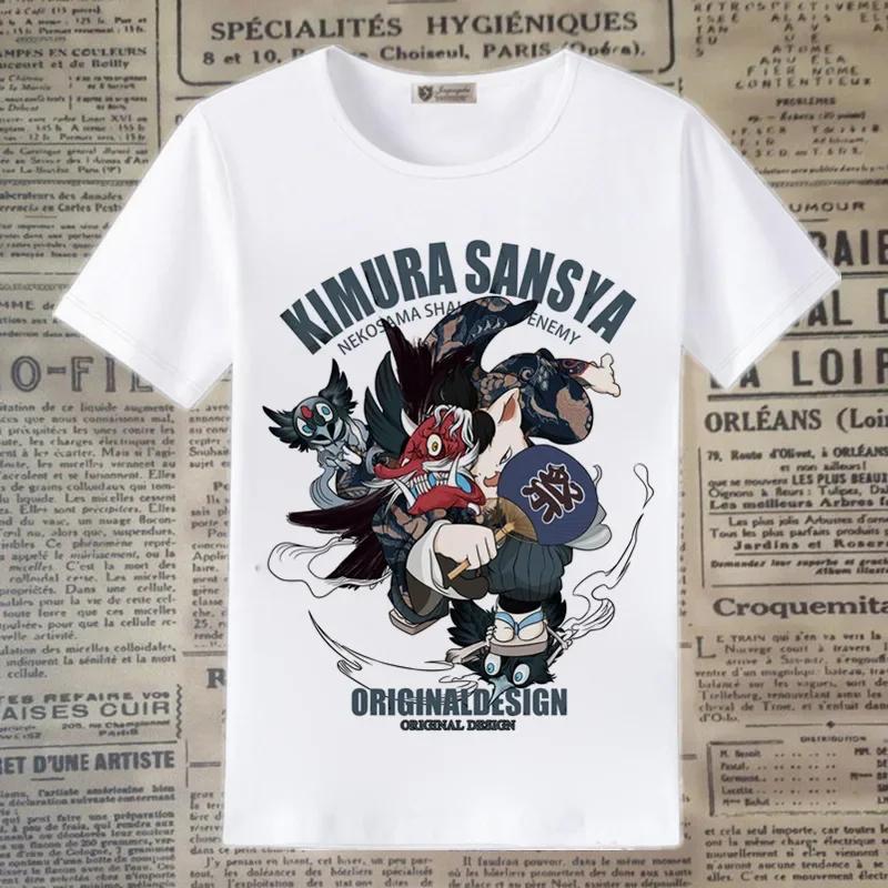 Japanese Kitsune Fox Mask Floral Graphic Women T-Shirt Traditional Oriental Sakura Bell Print Short Sleeve Casual Tee