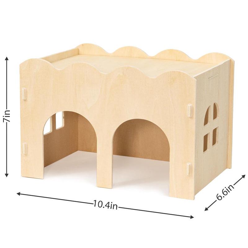 Solid Wood Hideaway Cage: Natural Wooden House for Small Animals