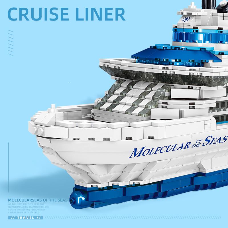 2428PCS Mini Particle Bricks City Cruise Liner Building Blocks Assemble Toys Big Ship Ocean Liner White Boat For Kids Boy