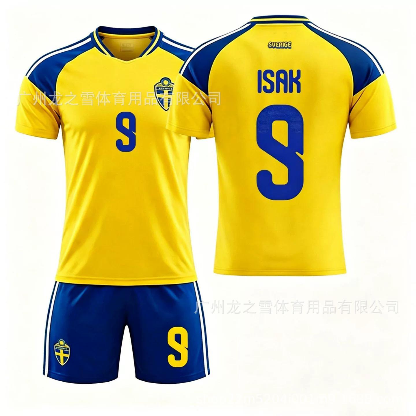 2026 World Cup Sweden home jersey No. 17 York Reis 9 Isaac children s adult football jersey set 16
