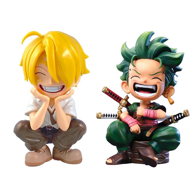 Anime Peripheral Series ONE PIECE Luffy Solon Sanji Q-version Sitting Posture Children's Model Figurine Toy Gift Collectibles