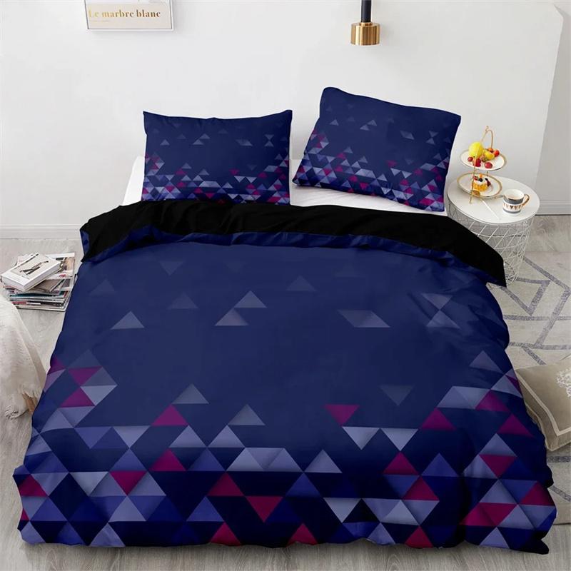 Red Glowing Polygonal Grid Pattern Bedding Collections Exquisite Bed Supplies Set Duvet Cover Bed Comforter Set Luxury Birthday Gift