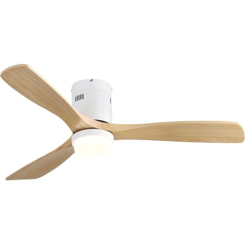 Sofucor 132cm Indoor Ceiling Fan with 3 solid wood blades, silent reversible motor, remote control, including lighting control