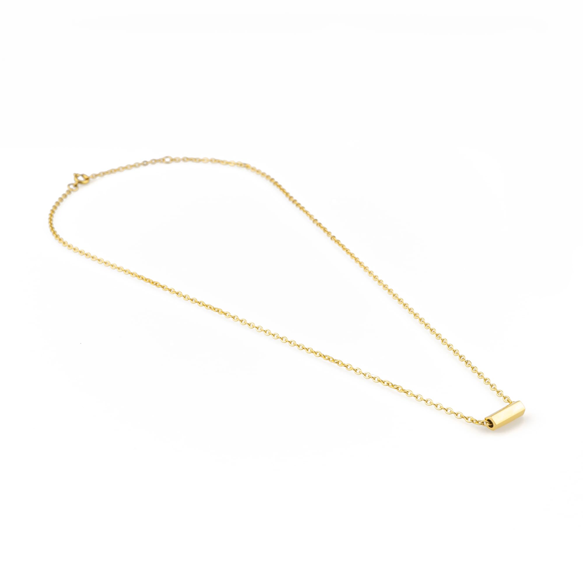

Alavel Necklace for Men and Women [Hyperallergenic] Always-On Chain, Delicate Pentagonal Pillar, Mirror Finish, Thin, Ultra-Thin, Gold, Pair