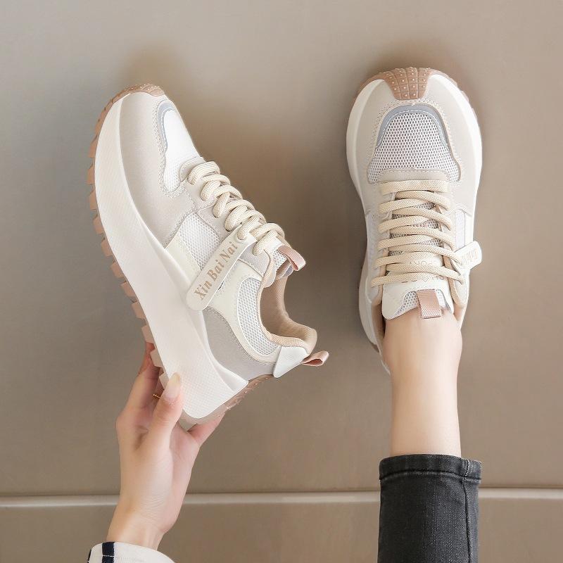 Platform Dad Shoes Women's 2025 New Summer Mesh Casual Running Shoes Korean Version Height-increasing Breathable Sports Shoes Single Shoes