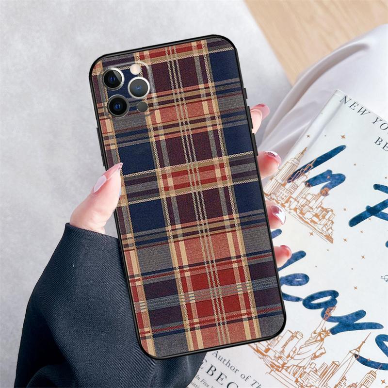 Scottish Plaid Warm Plaid Phone Case For iPhone 14 15 16 Pro Max 12 13 Mini 11 Pro Max XR 15 16 Plus 16e Cover Coque