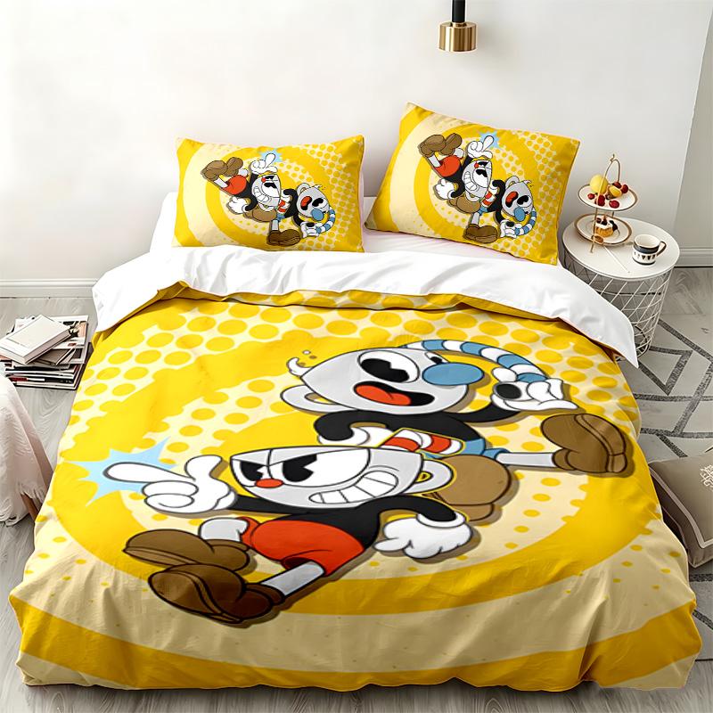 Cuphead 3pc Set Perfect for Bedroom Use Comfortable Bedding Set Includes a Duvet Cover and Two Pillowcases Ideal Birthday or Christmas Gift