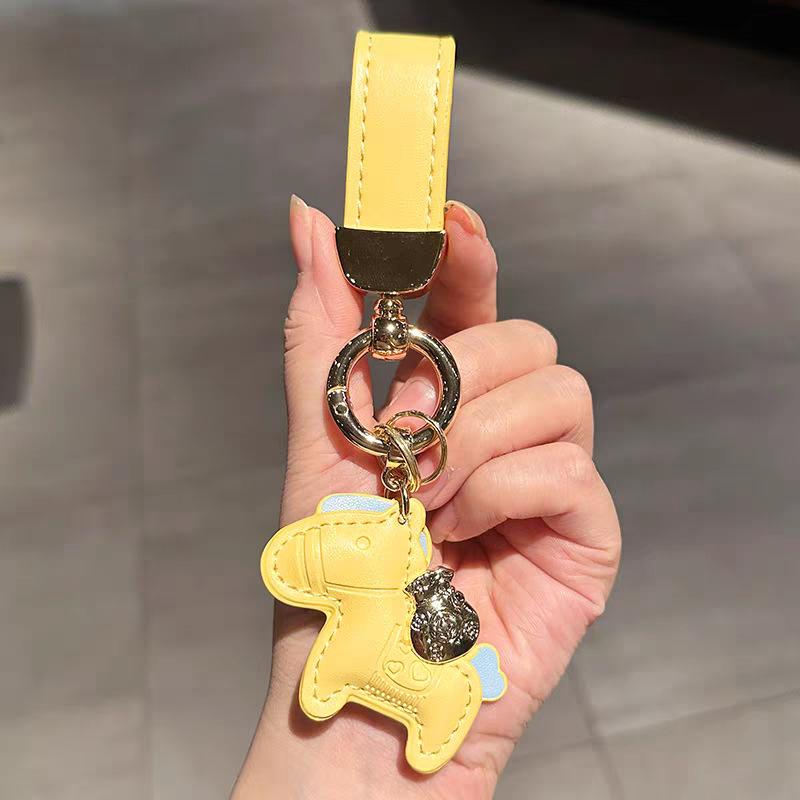 Leather Charms Cartoon Pony Pendant Bag Pendant Creative Lucky Horseback Money Bag Accessories New Year Gift