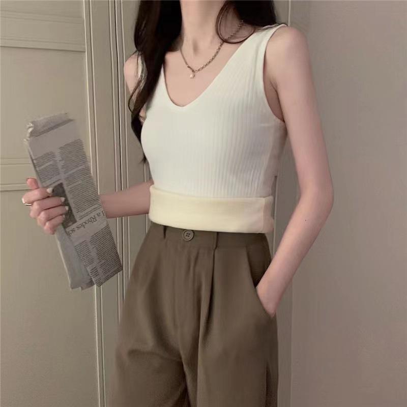 Women's Fleece-Lined Warm Vest: Slim Fit, V-Neck, Comfortable, Cold-Proof for Autumn/Winter