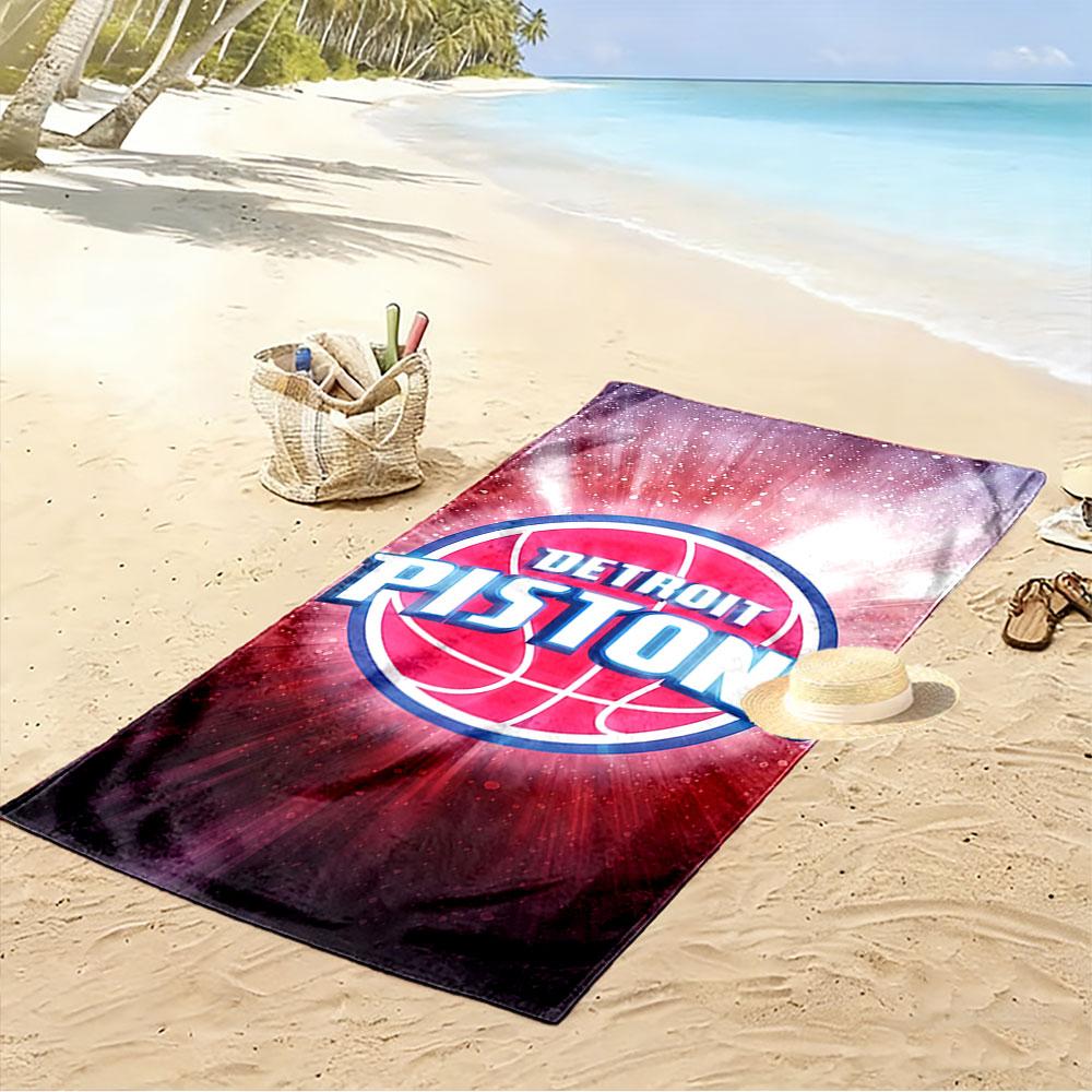 Giant Beach Towel with Detroit Pistons Logo, Quick Dry Microfiber, Soft Absorbent, for Beach Pool Basketball Fan Gift