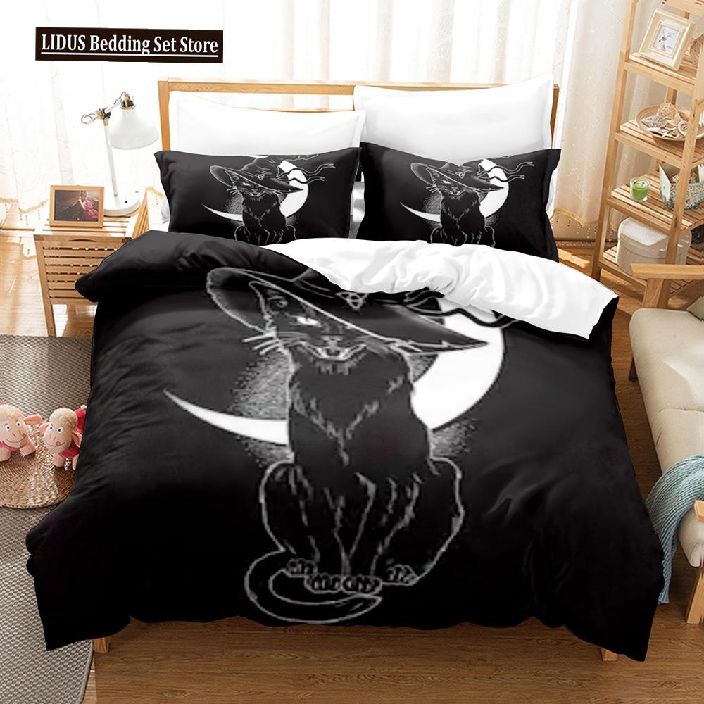 Katzen Bettbezug Set Queen King Size Für Jungen Mädchen Niedlicher Tierdruck Bettwäsche Set Schlafzimmer Haustier Thema Polyester Bettdeckenbezug