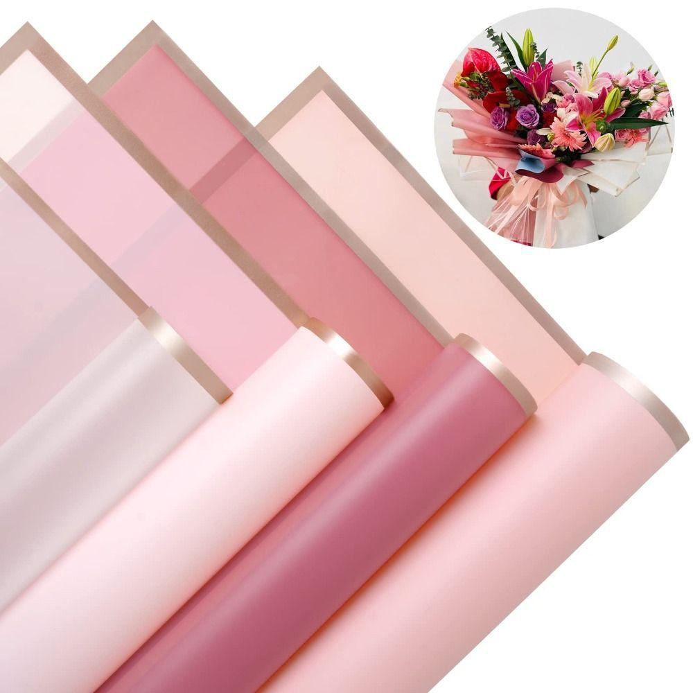 20 Sheets 9 Colors Flower Wrapping Paper Waterproof Gold Edge Bouquet Wrapping Paper Half Transparent