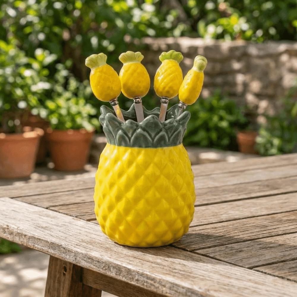 Creative Pineapple-shaped Ceramic Storage Jar Exquisite Convenient Chopstick Holder Cartoon Storage Container Office