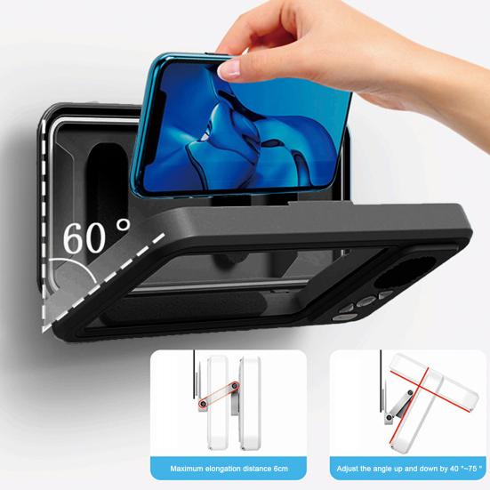 Yousheng Waterproof Mobile Phone Holder with Bluetooth-compatible Speaker Adjustable Rotation Shower Phone Stand Touch Screen Bathroom Mount