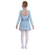 Girls Sparkling Mesh Dance Dress Long Sleeve Keyhole Back Leotard for Ice Skating Ballet Costume