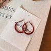 Red Ribbon Bow-knot Vintage Stud Earrings For Women Korean Fashion Autumn Winter Simple Bow Red Stud Earrings Geometric Earring