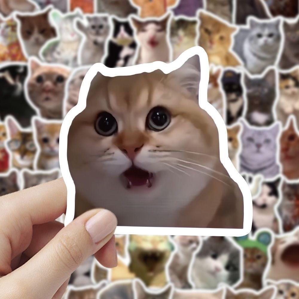 100pcs Removable Funny Cat Stickers Self-Adhesive DIY Decals Funny MEME Graffiti Stickers
