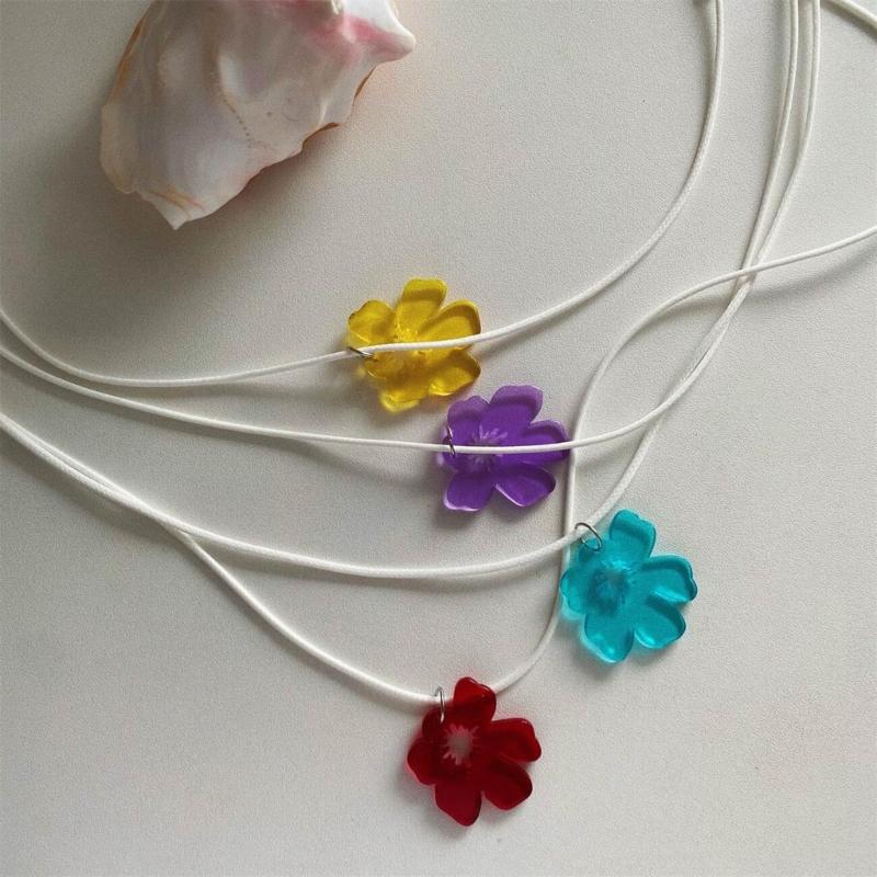 Acrylic Hollow Six Petal Flower Loose Beads Colorful Flower Charm Pendant DIY Accessories Necklaces Earring Jewelry Gift