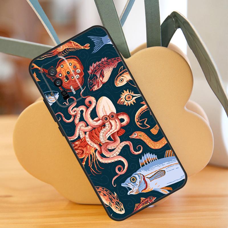 Pouzdro Mořský život Oceán Chobotnice Pro POCO F6 Pro X6 X5 X3 F3 F5 M6 M5s Xiaomi 13T Pro 11T 12T 12 13 Lite 14 Ultra Kryt