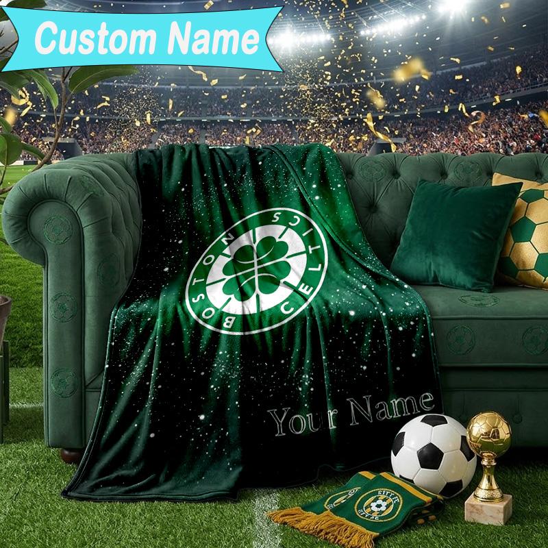 Custom Name Blanket Boston-Celtics Logo Blanket Bedding Blanket for Travel, Camping, Living Rooms, Offices, Sofas, Fan Christmas Gift