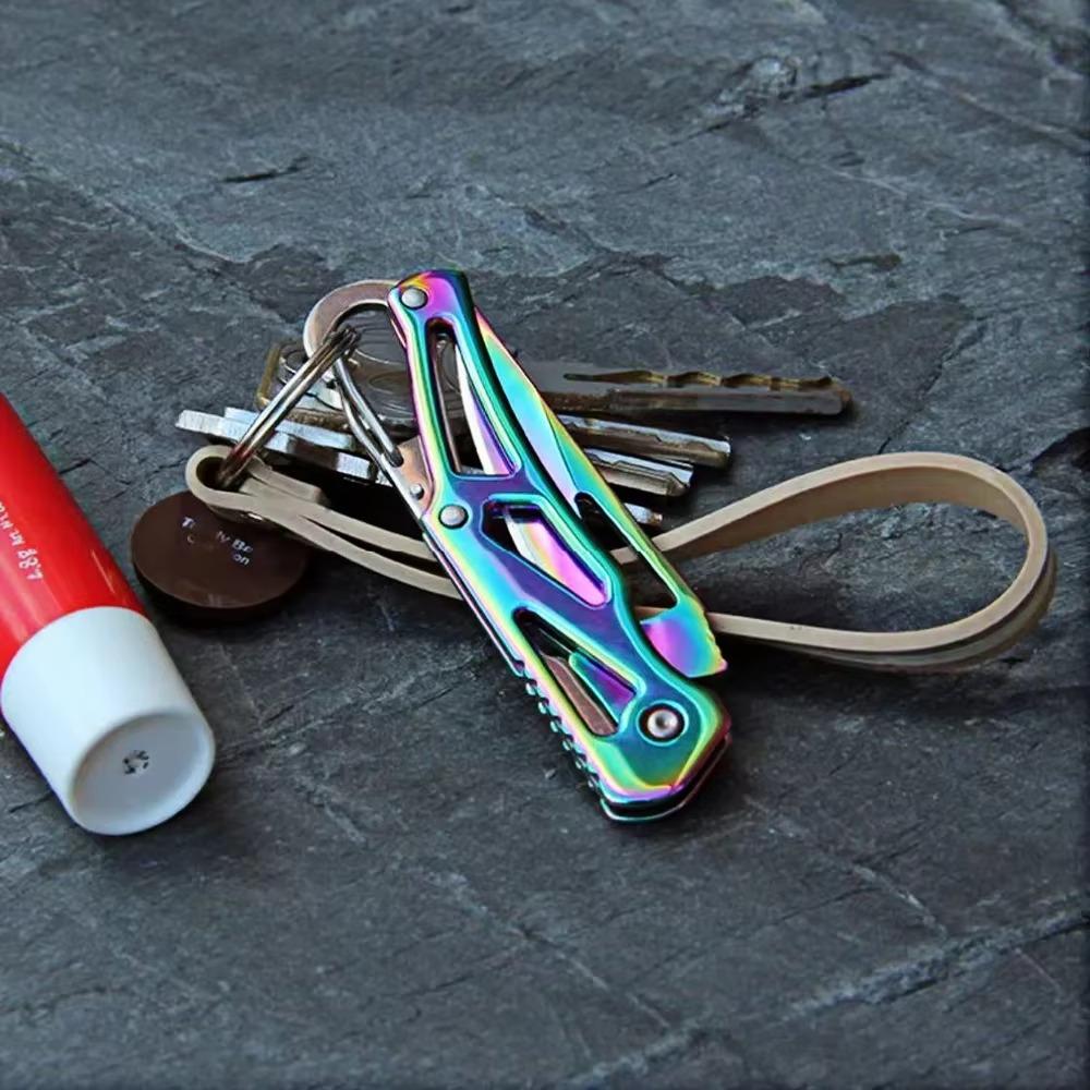 Portable Folding Knife Keychain, Fruit Cutter, Multipurpose Pocket Knife, Utility Knives, Stainless Steel, Kitchen Accessories
