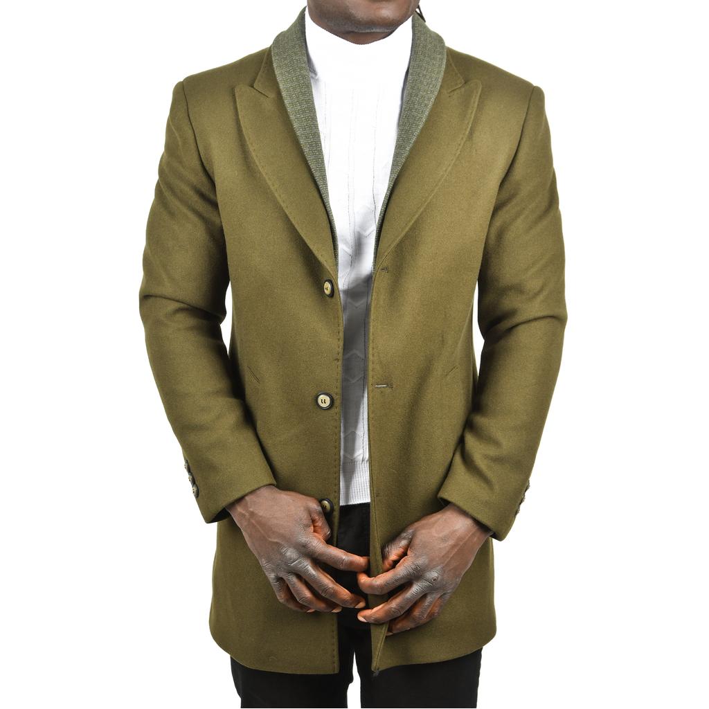 DeepSEA Çift Yaka Yakası Çıkabilen Dar Kesim Düğmeli Uzun Kaşe Kaban 2407001