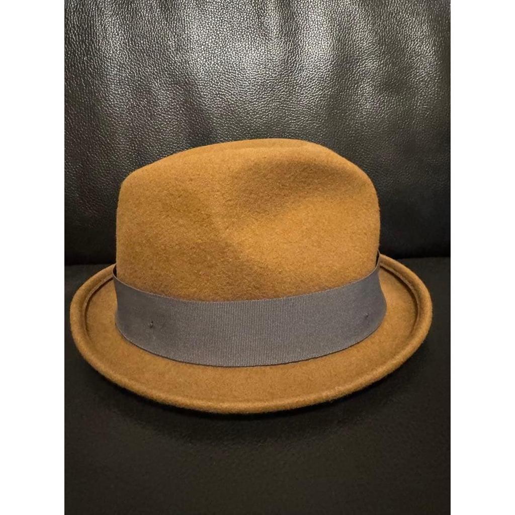 Used Brixton Beige Wool Felt Hat Gray Ribbon