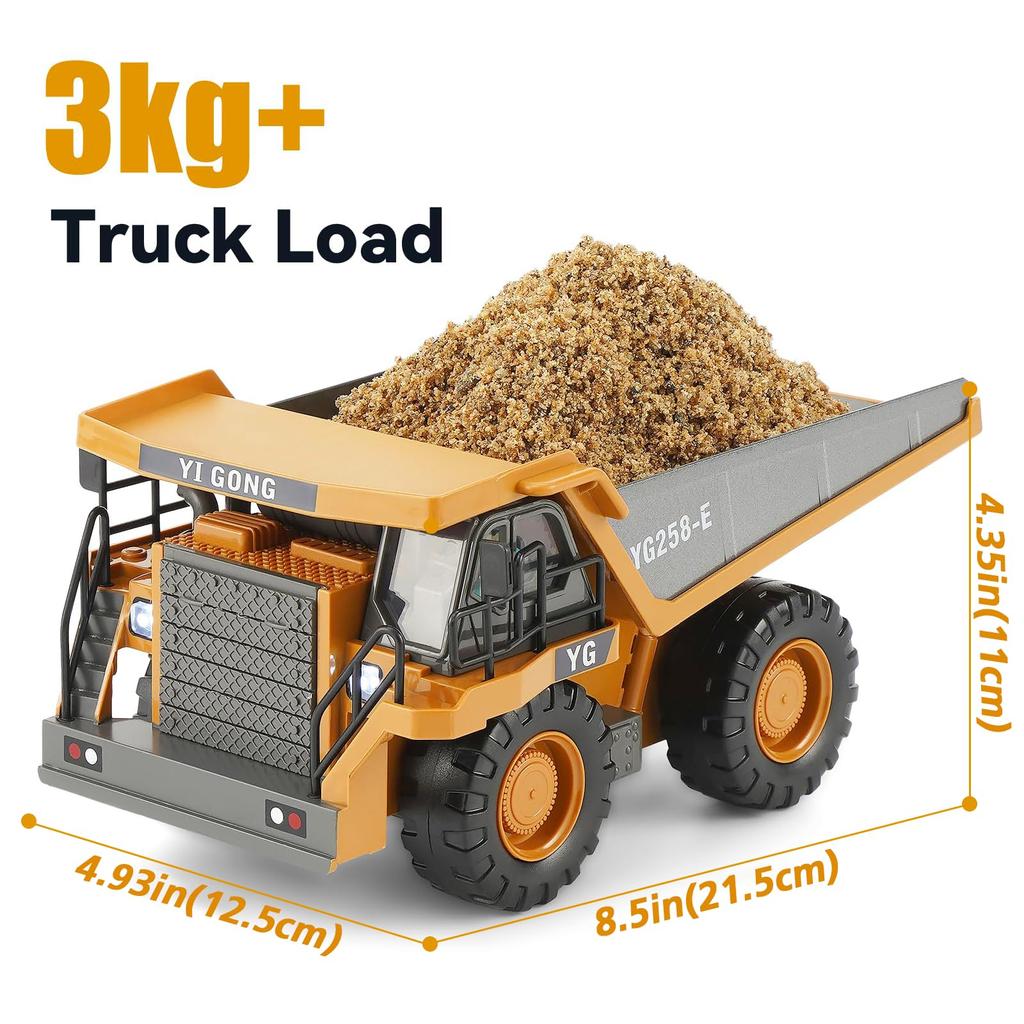 Giocattoli Auto RC per Bambini Radio 2.4G 4WD Telecomando Escavatore Camion Ribaltabile Bulldozer Modello Veicolo da Costruzione Elettrico Regalo per Bambino