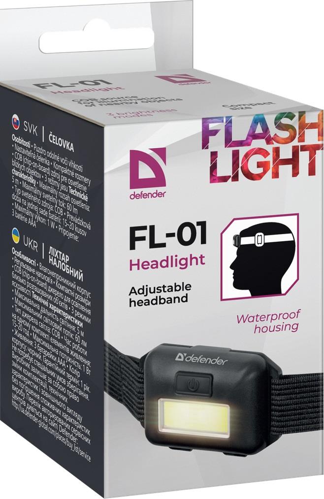 Defender FL-01 Headlamp, COB, 3 Modes