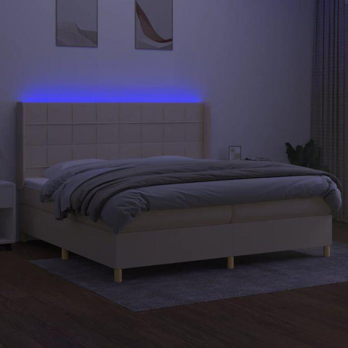 VidaXL Sommier à Lattes de Lit avec Matelas et LED, Lit Rembourré avec Tête de Lit, Lit Double, Lit Adulte de Chambre, 3138906