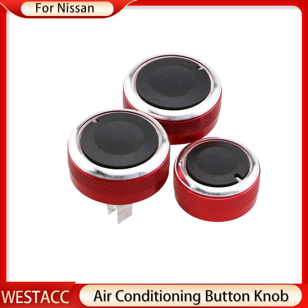 3Pcs/set Aluminum Alloy Car Air Condition Knob AC Button Knob for Nissan TIIDA NV200 LIVINA 04-10 Geniss Sylphy 2012