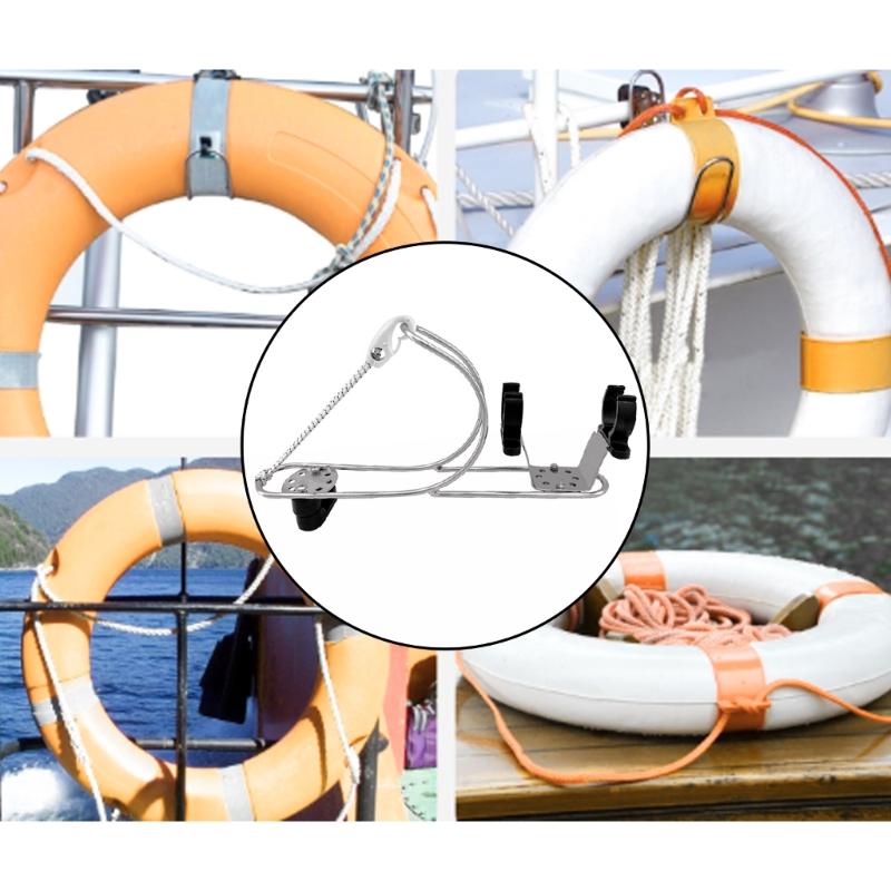 Marine Stainless Steel Life Buoy Bracket Life Buoy Holder Buoy Bracket Rings Rope Bracket Steel Life Buoy Rack