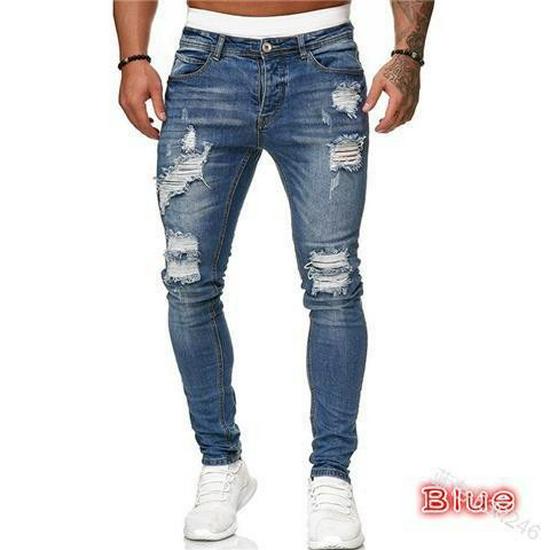 Europäische & Amerikanische Bestseller Herren Ripped Badge Skinny Jeans