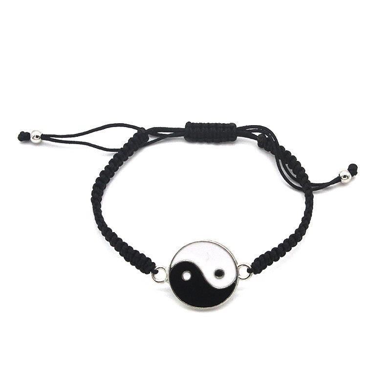 Tai Chi Dragon Totem Alloy Bracelet & Necklace Set - Handmade Braided Design