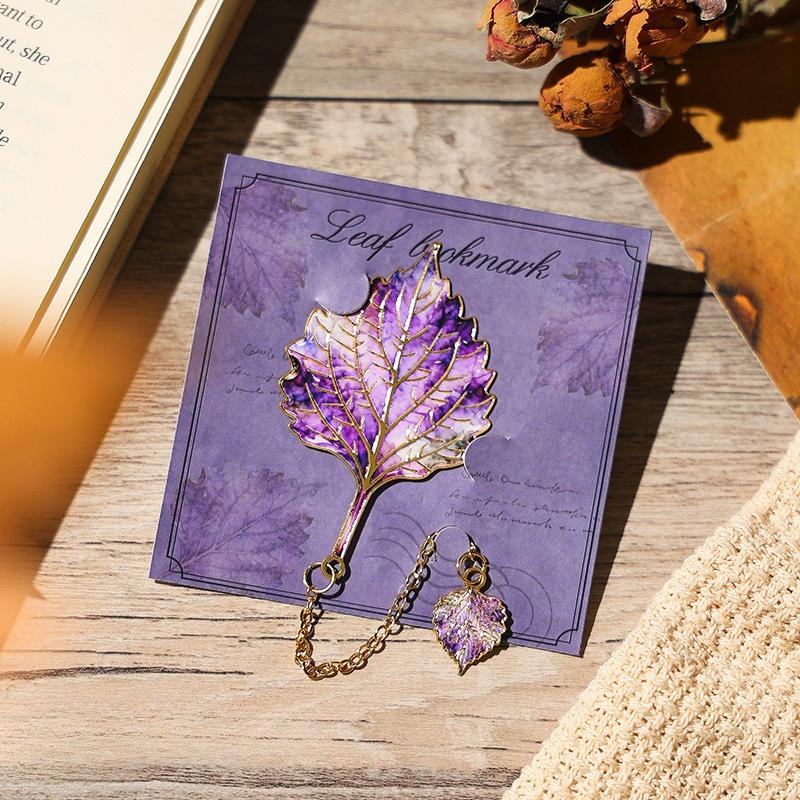 Leaf Shape Metal Bookmark Retro Elegant Vintage Book Clip Chinese Style Classical High Appearance Cultural Creative Souvenir