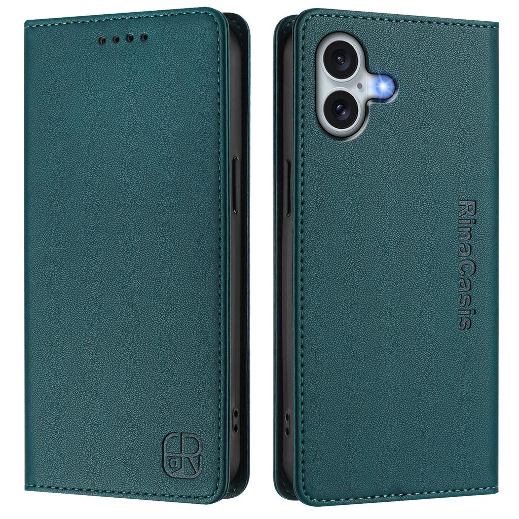 For iPhone 16 Plus Leather Case RINACASIS RC01 Phone Cover with RFID Blocking Wallet Stand