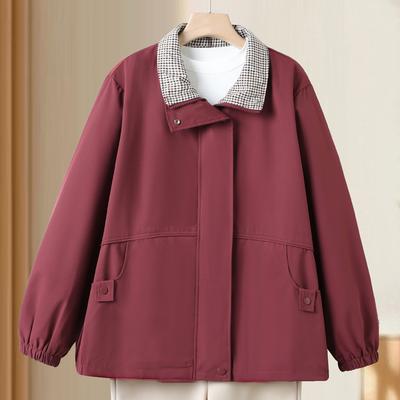 Giacca Casual Taglie Forti da Donna – Cappotto Antivento con Collo a Quadri per Mezza Età (Taglie dalla 3XL alla 7XL)
