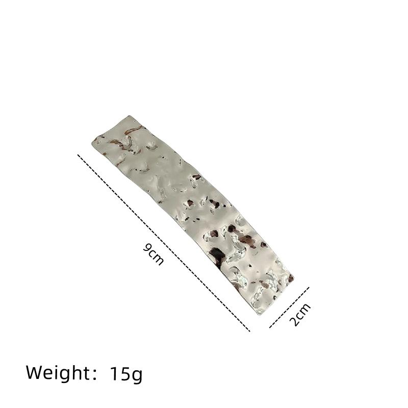 1 Pcs Wind Metal Geometry Square Elliptical Spring Clip Design Feeling Concave And Convex Surface Ladies Hair Accessories