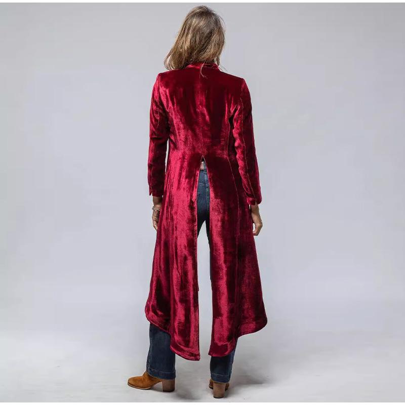 Женский элегантный замшевый пояс длинное пальто модный лацкан свободный кардиган разрез — фото 7