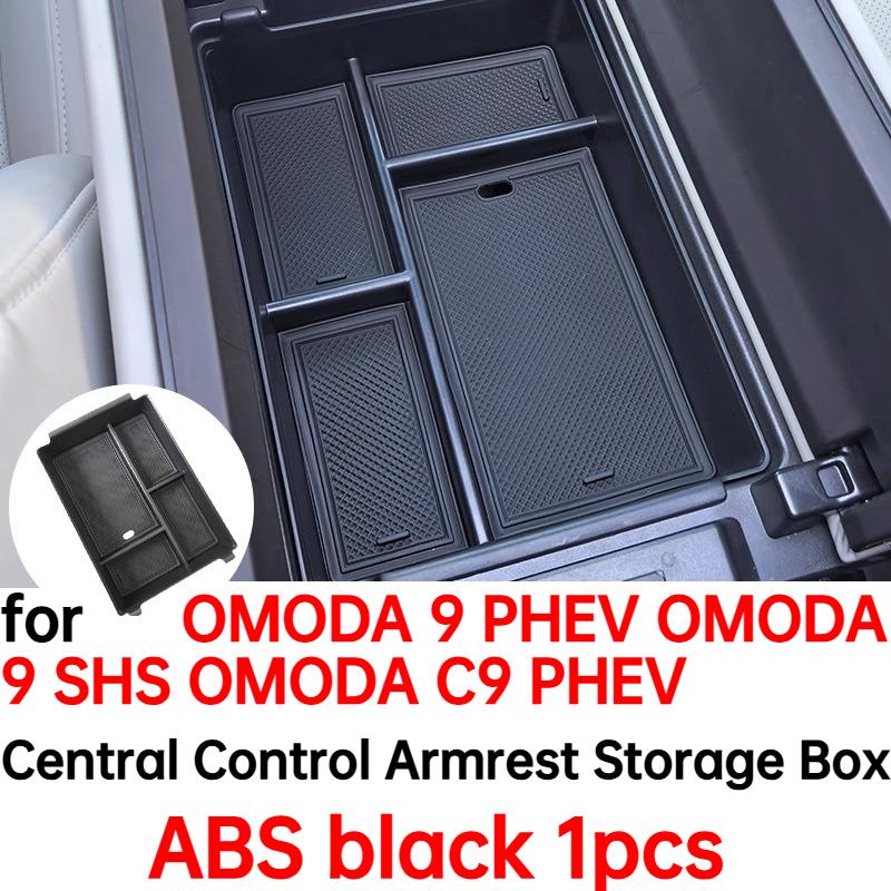 

Car Central Control Armrest Storage Box for OMODA 9 PHEV OMODA 9 SHS OMODA C9 PHEV Interior Accessories 2025 ABS black 1pcs