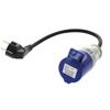 CEE 17 Female Adapter - Schuko Male - 200 V - 16 A - Blue, White and Black