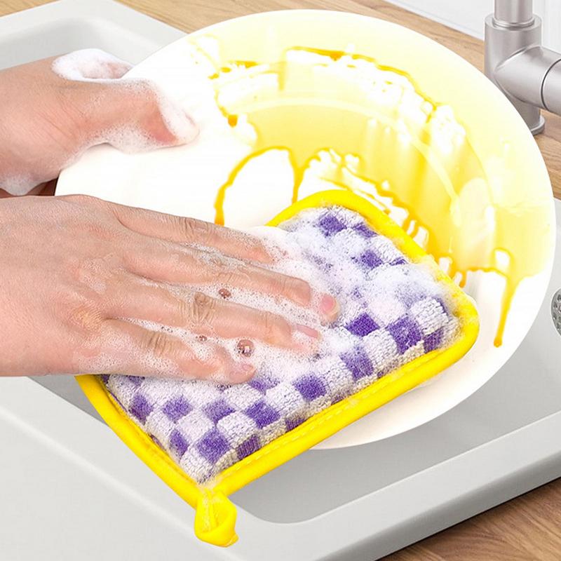 5pcs double-sided Washing Sponges strong decontamination durable and gentle on hands for Home Dishwashing Sink Bathroom Cookware