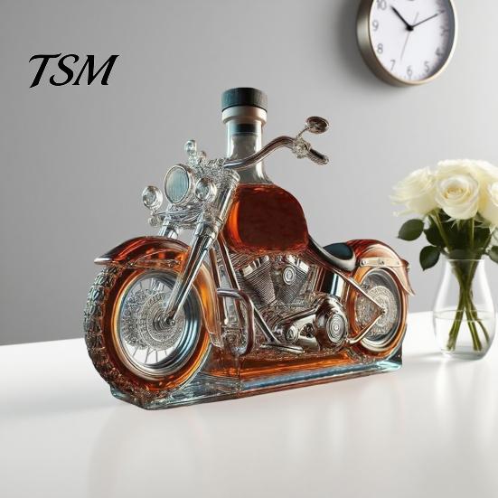 Elegante Decantador de Whisky Diseño de Motocicleta Vaso de Whisky Botella de Vino Decorativa Accesorio de Decoración para el Hogar para Amantes Barra Escritorio Uso en Cocina Hecho a Mano