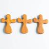 Small Solid Wooden Cross Pocket Hand-Drawn Crosses Handicraft Ornaments Church Religious Gift for Kids and Adults