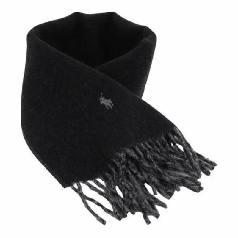 Polo Ralph Lauren Pony Embroidery Nylon Wool Blend Wool Scarf Men's Black MAPOHGS0J320855001