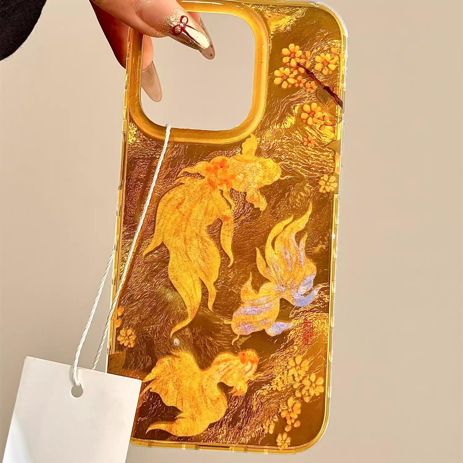 

Персонализированная золотая рыба османтус подходит для Apple 16promax чехол для мобильного телефона iPhone 15 Niche Fashion 13/12 iPhone 16 Pus