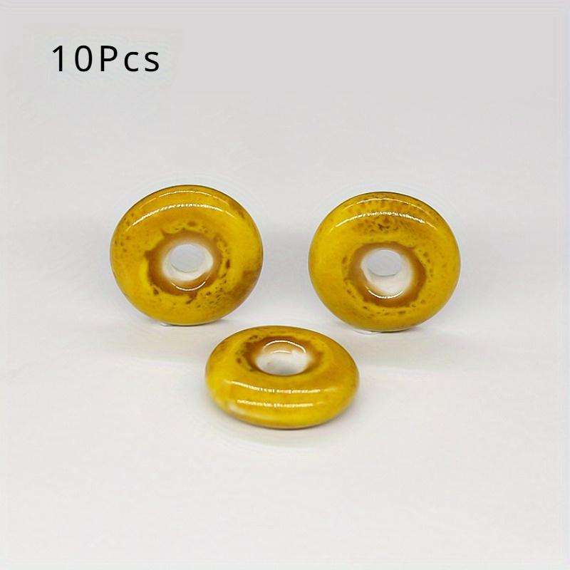 10Pz Perline in ceramica sagomate pezzo piatto rotondo cerchio collana ciondolo fai da te fiore smalto bottone della pace perle di porcellana sfuse